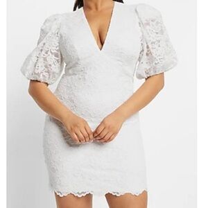EXPRESS Bridal Lace Puff Sleeve Sheath Dress - NEVER WORN: TAG STILL ON!